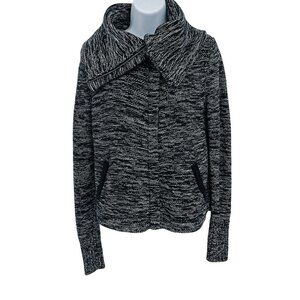 American Eagle Chunky Knit Zip Up Fold Over Asymmetrical Zip Sweater Top Small
